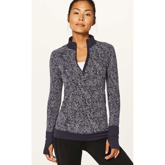 NEW Lululemon Rest Less 1/2 Zip Black / White, $110 Sz 4 A54 - Picture 1 of 11
